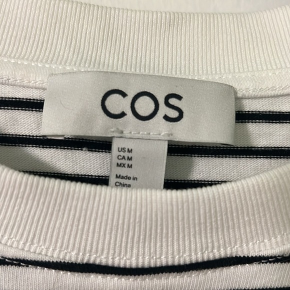 COS Clean Cut T-Shirt Black/White Stripe Size M - Picture 3 of 4